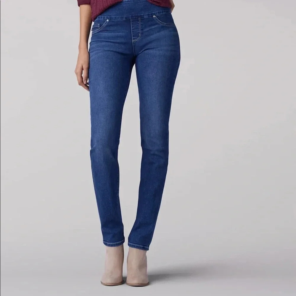 Lee Women’s 12 Medium Slim Fit Sculpting Jeans Slim Leg Mid Rise Pull On GUC